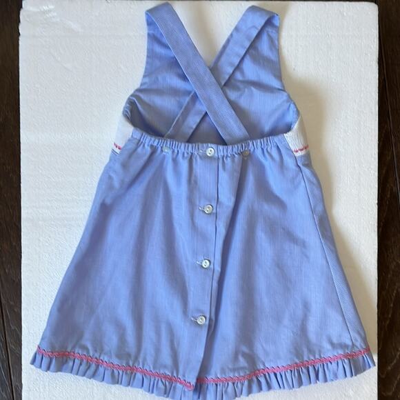 VIVE LA FETE BLUE WHITE TINY GIGHAM CHECK SMOCKED TURTLE BALLOON SUNDRES… - Picture 6 of 6